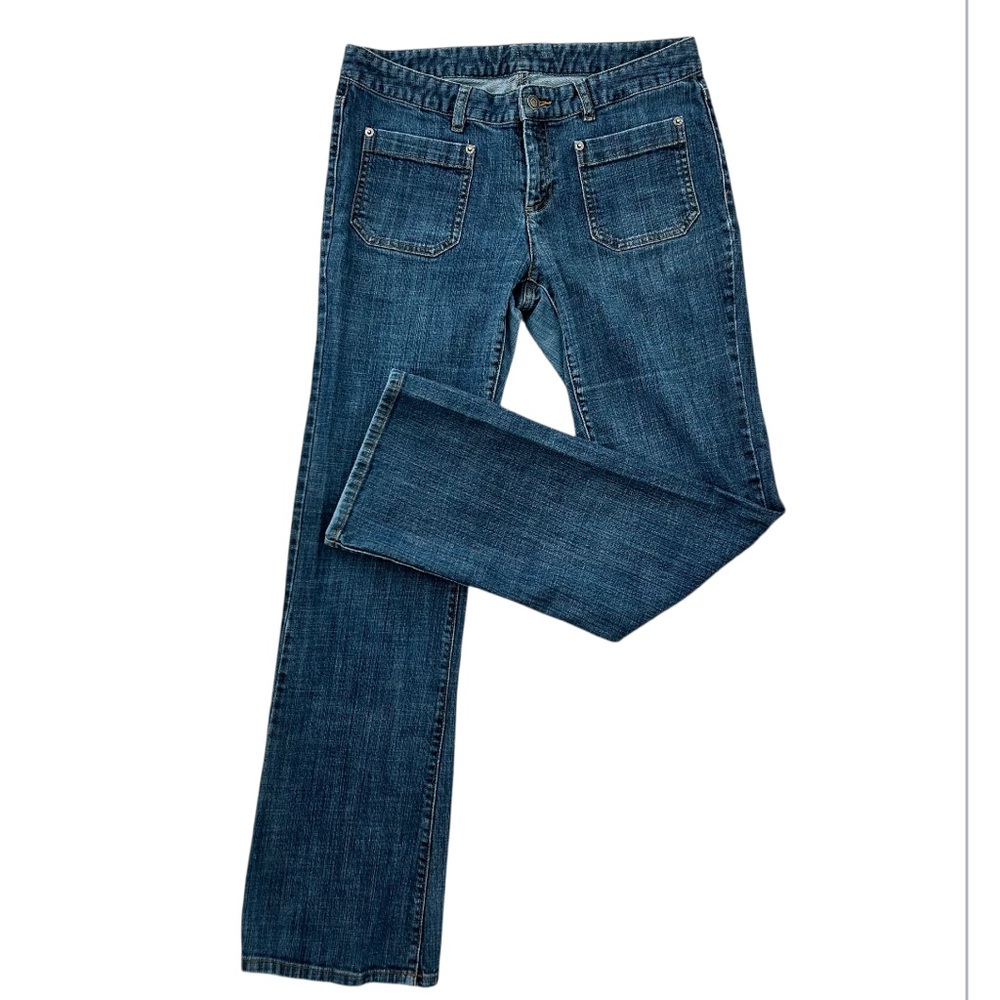 MICHAEL KORS Women’s Bootcut Medium‎ Wash Denim Jeans Silver Buckle Pockets 8